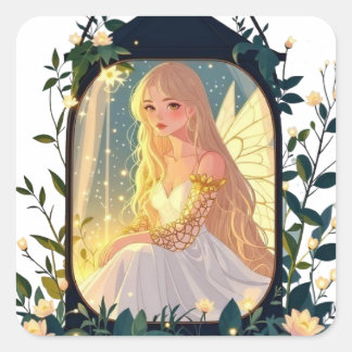 Bullet Journaling Series5 - Terrarium Girl 5 Quadratischer Aufkleber