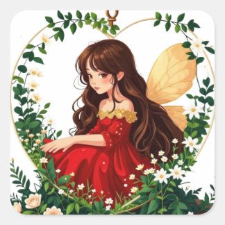 Bullet Journaling Series6 - Terrarium Girl 6 Quadratischer Aufkleber