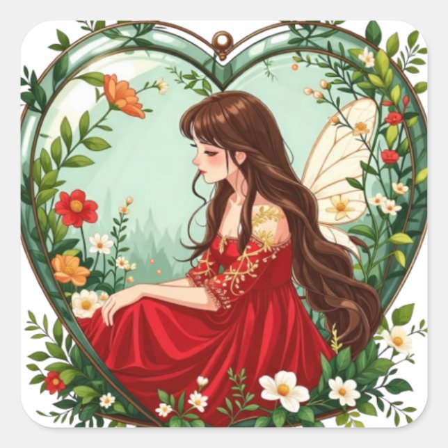 Bullet Journaling Series7 - Terrarium Girl 7 Quadratischer Aufkleber (Vorderseite)