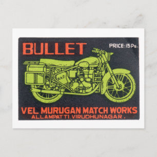 Bullet Match funktioniert Vintage-Label Postkarte