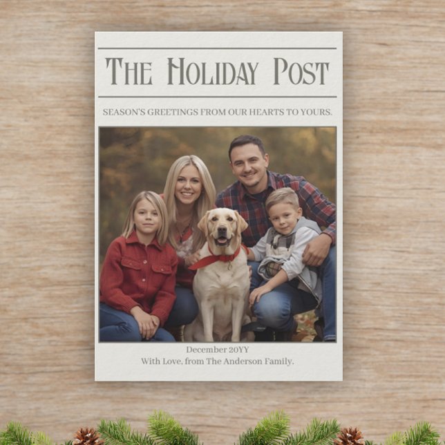 Bulletin des cartes de Noël de la famille - Examen (Family Photo Holiday Newsletter Custom Template)