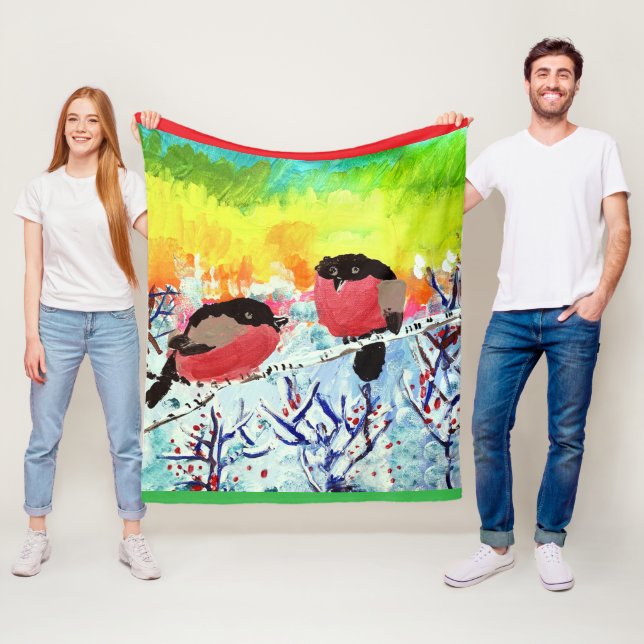 Bullfinch Bird Fleecedecke (Beispiel)