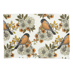 Bullfinch on autumn florals 2 kissenbezug