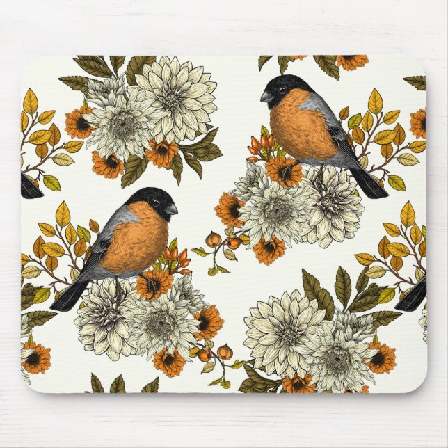 Bullfinch on autumn florals 2 mousepad (Vorne)