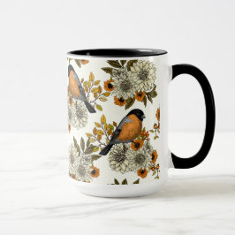 Bullfinch on autumn florals 2 tasse