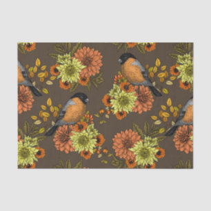 Bullfinch on autumn florals seidenpapier