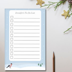Bullfinch & Snowy Landschaft To Do List Post-it Klebezettel
