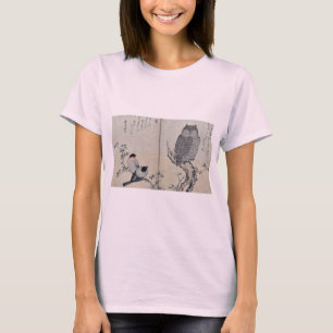 Bullfinch und gehörnte Eule durch Kitagawa, T-Shirt