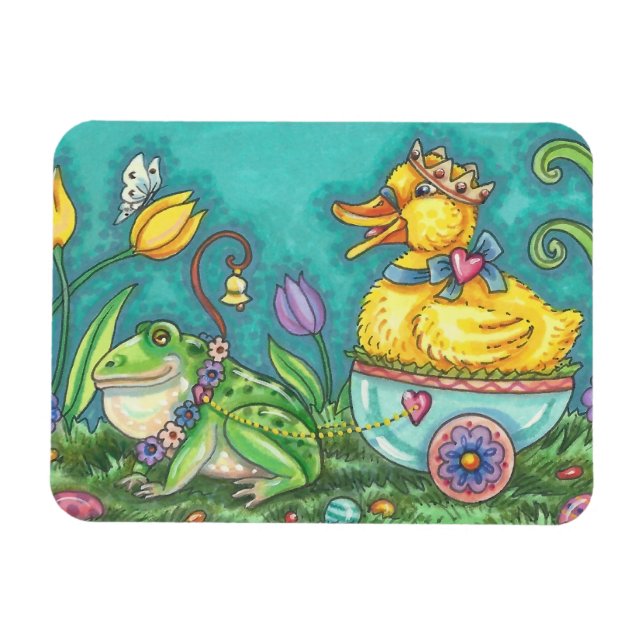 BULLFROG & DUCK DRUCK EASTER SPRING MAGNET (Horizontal)