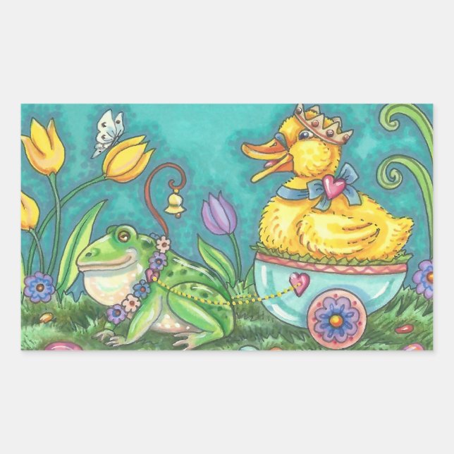 BULLFROG & DUCK EASTER EGG, STICKERS PRINTEMPS feu (Devant)