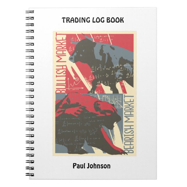 Bullish Bearish Stock Market Trading Log Book Notizblock (Vorderseite)
