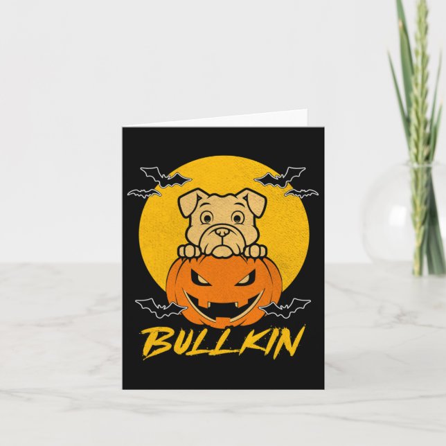 Bullkin Halloween Funny Bulldog Halloween Pumpkin Karte (Vorderseite)