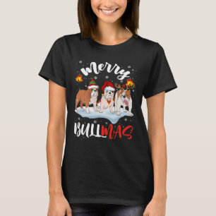 Bullmas Spaß Santa Rentier Elf Bulldogge Weihnacht T-Shirt