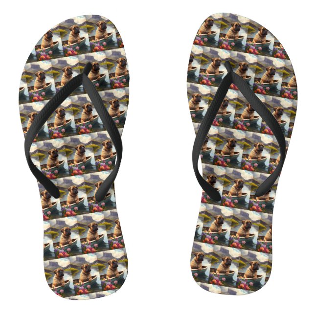 Bullmastiff auf einem Paddel: Ein Landschaftliches Flip Flops (Fußbett)