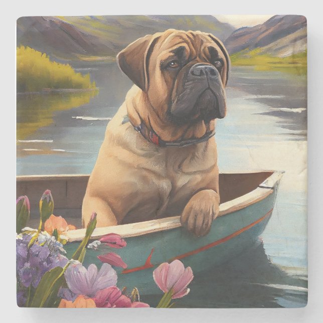 Bullmastiff auf einem Paddel: Ein Landschaftliches Steinuntersetzer (Vorderseite)