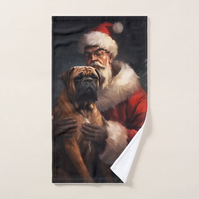 Bullmastiff avec Noël Festif du Père Noël (Serviette à main)