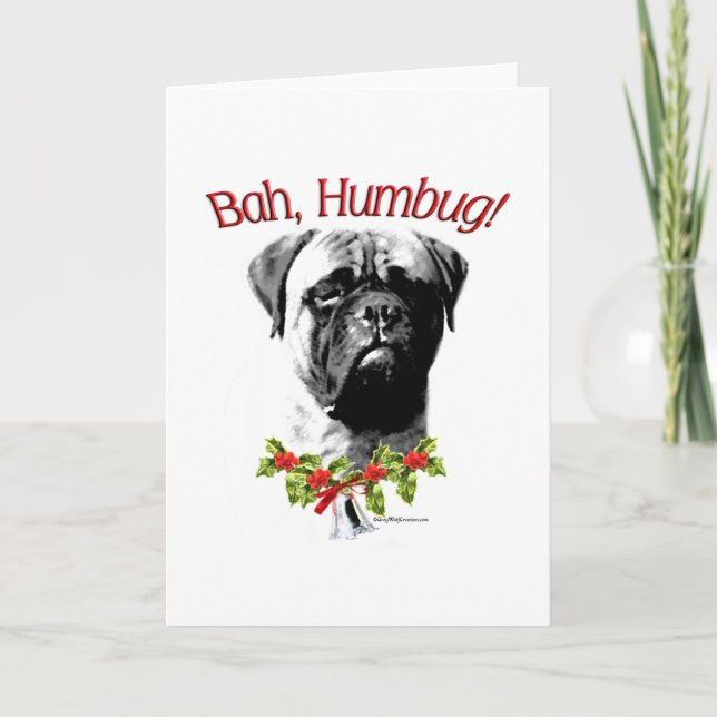 Bullmastiff Bah Humbug Feiertagskarte (Vorderseite)