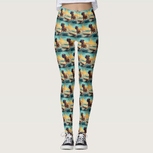 Bullmastiff Beach Surf Malerei Leggings