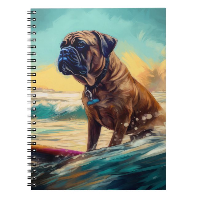 Bullmastiff Beach Surf Malerei Notizblock (Vorderseite)
