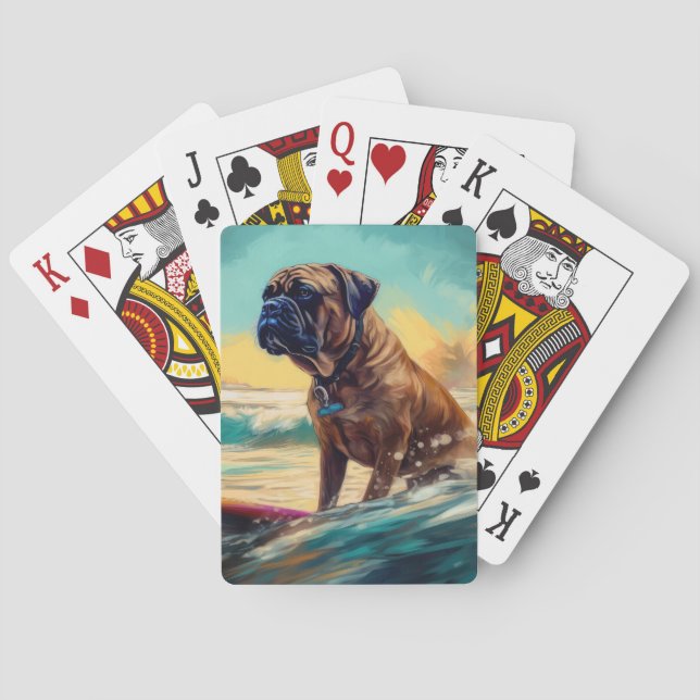 Bullmastiff Beach Surf Malerei Spielkarten (Rückseite)