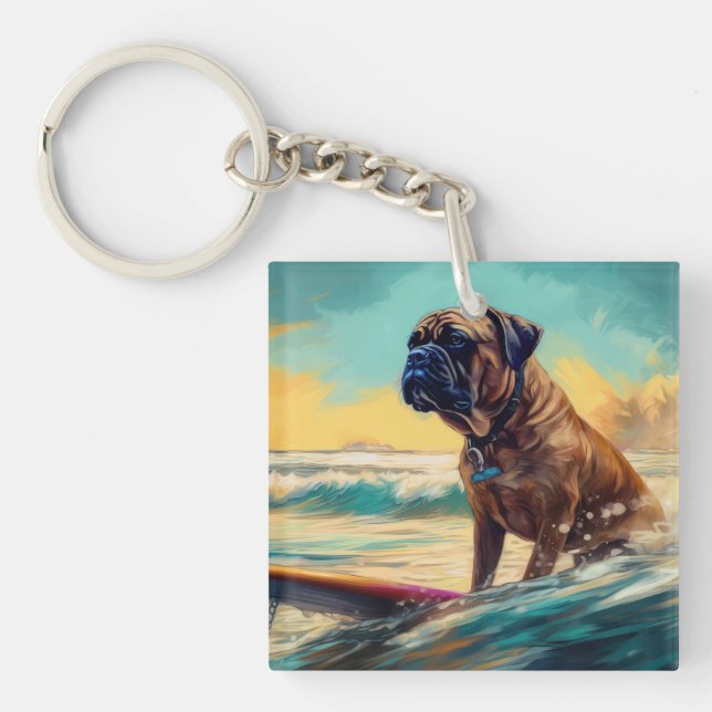 Bullmastiff Beach Surfing Peinture (Devant)