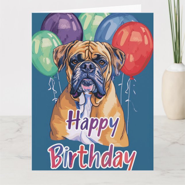 Bullmastiff Birthday Karte (Vorderseite)