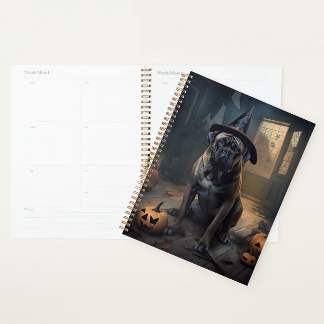 Bullmastiff Citrouilles Halloween effrayant (Devant avec enveloppe)