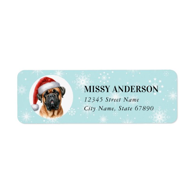 Bullmastiff de Noël Retourner l'adresse Étiquettes (Devant)