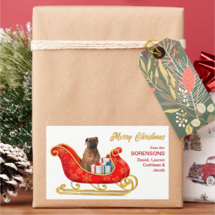 Bullmastiff Dog Christmas Sleigh Rechteckiger Aufkleber