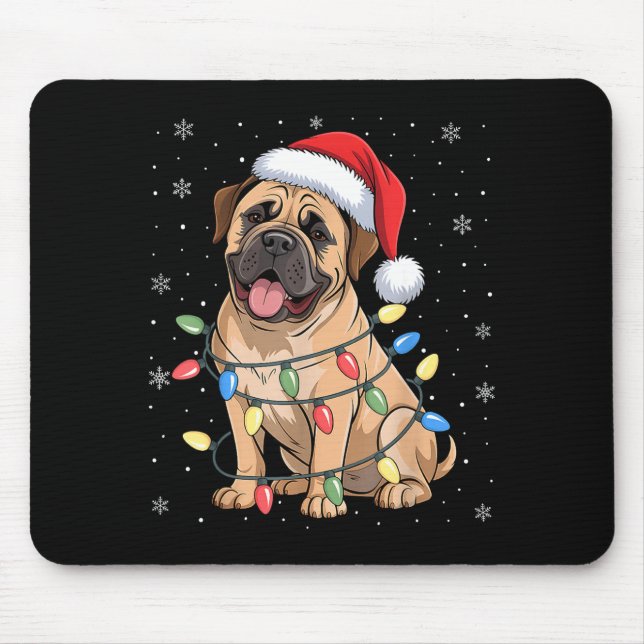 Bullmastiff Dog Christmas Tree Lights Dogs Xmas Pa Mousepad (Vorne)