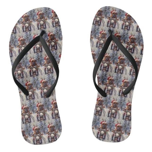 Bullmastiff Dog Riding Motorrad Weihnachten Flip Flops (Fußbett)