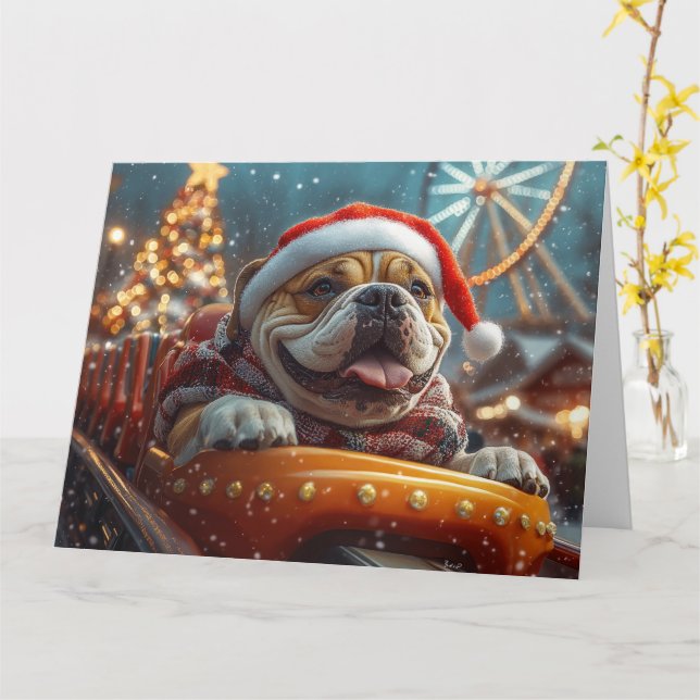 Bullmastiff Dog Roller Untersetzer Weihnachten Karte (Gelbe Blume)