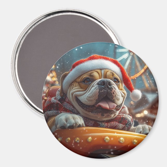 Bullmastiff Dog Roller Untersetzer Weihnachten Magnet (Vorderseite/Rückseite)