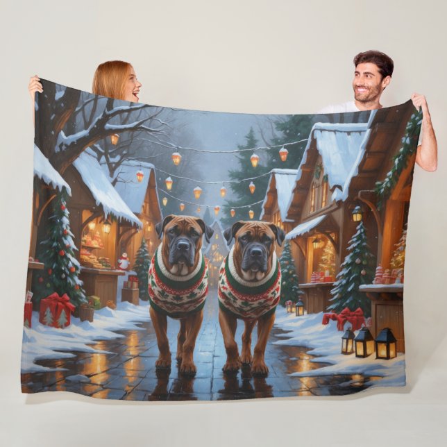 Bullmastiff Dogs Christmas Snow Holiday  Fleecedecke (Beispiel)