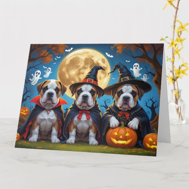 Bullmastiff Dogs Pumpkin Halloween Funny Karte (Gelbe Blume)