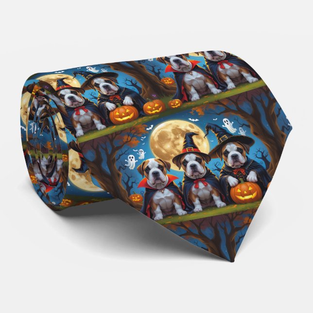 Bullmastiff Dogs Pumpkin Halloween Funny Krawatte (Gerollt)