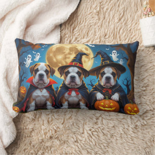 Bullmastiff Dogs Pumpkin Halloween Funny Lendenkissen