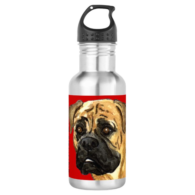 Bullmastiff-Farbblock Edelstahlflasche (Vorderseite)