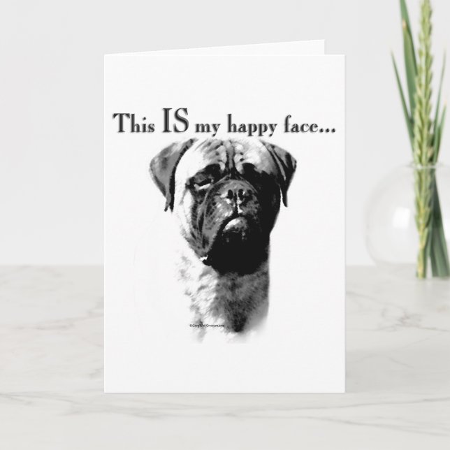 Bullmastiff glückliches Gesicht Feiertagskarte (Vorderseite)