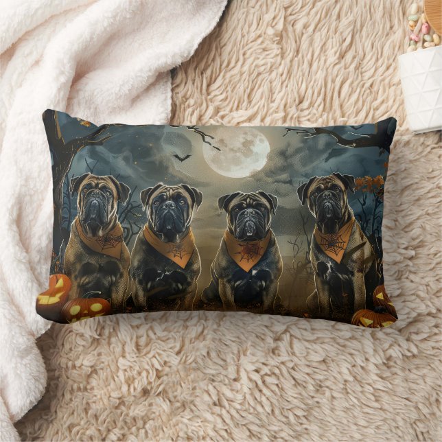 Bullmastiff Halloween Spooky Lendenkissen (Decke)