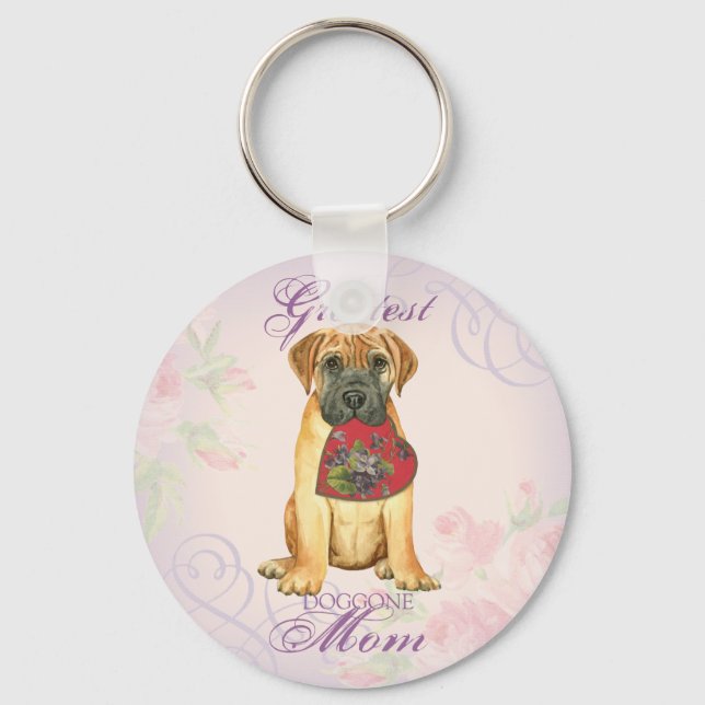 Bullmastiff Heart Mama Schlüsselanhänger (Vorderseite)