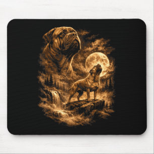 Bullmastiff Heulender Mond Hund Fantasy Forst Mousepad