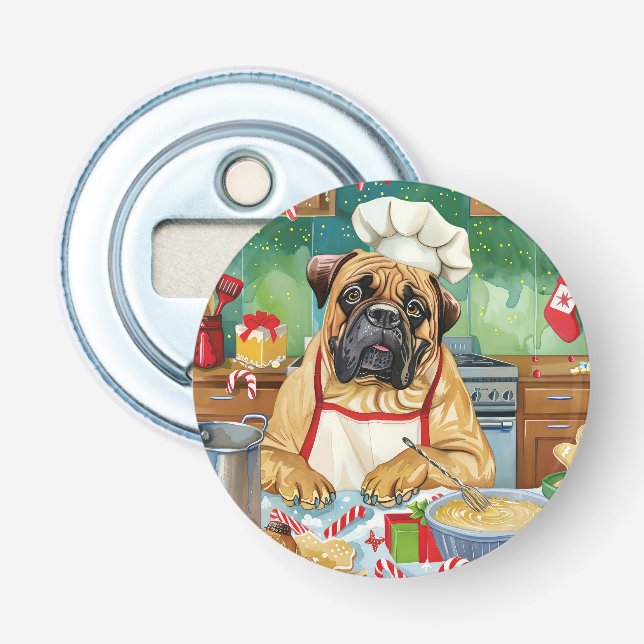 Bullmastiff Holiday Baking: Festliche Weihnachten Flaschenöffner (Vorderseite)