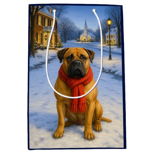 Bullmastiff Holiday Card Mittlere Geschenktüte (Vorderseite)