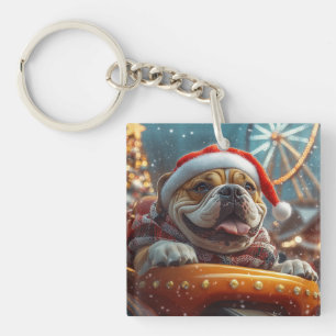 Bullmastiff-Hund Achterbahn Weihnachten  Schlüsselanhänger
