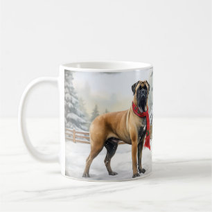 Bullmastiff Hund im Schnee Weihnachten Kaffeetasse
