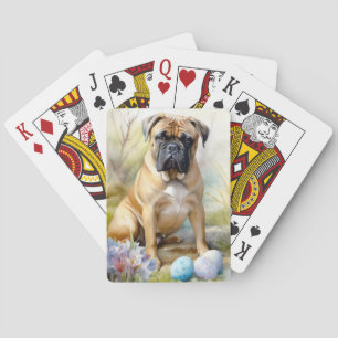 Bullmastiff-Hund mit Ostereiern Feiertag Spielkarten