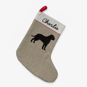 Bullmastiff Hund Silhouette Imitats Linen Holiday Kleiner Weihnachtsstrumpf