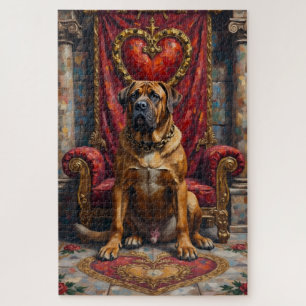 Bullmastiff-Hund Valentinstag königliches Herz-Wap