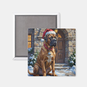 Bullmastiff-Hund Wächter von Christmas Manor Kunst Magnet